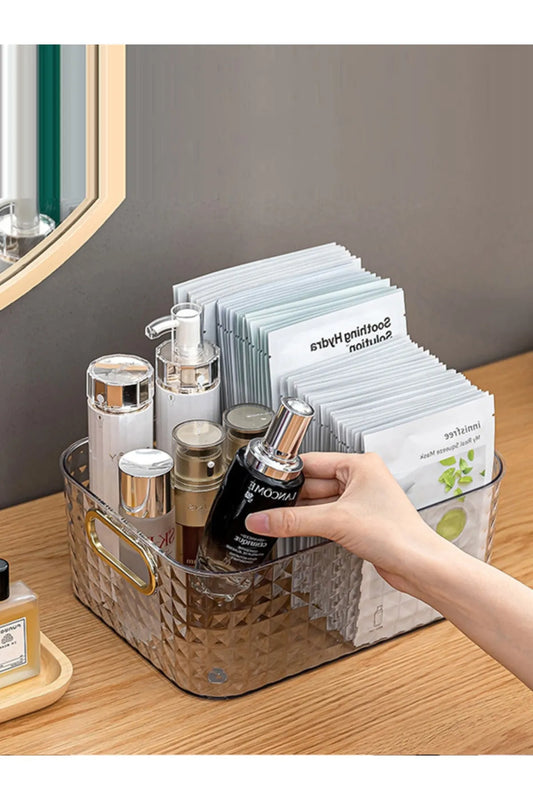 Stackable Transparent Plastic Storage Baskets – Multipurpose Organizers for Bathroom & Home